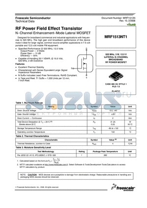 MRF1513NT1_08 datasheet - RF Power Field Effect Transistor