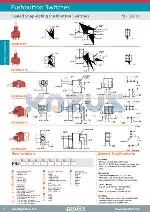 PB2MSB10T1AGEVC1G datasheet - Sealed Snap-Acting Pushbutton Switches