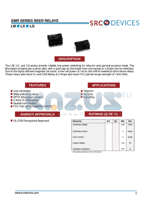 LM44E00 datasheet - EMR SERIES REED RELAYS