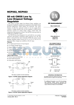 NCP562SQ27T1 datasheet - 80 mA CMOS Low Iq Low-Dropout Voltage Regulator