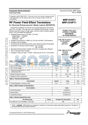 MRF1570T1 datasheet - RF Power Field Effect Transistors