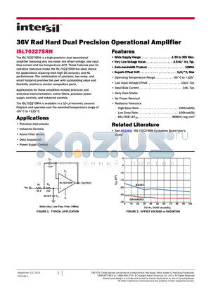 ISL70227MHEVAL1Z datasheet - 36V Rad Hard Dual Precision Operational Amplifier