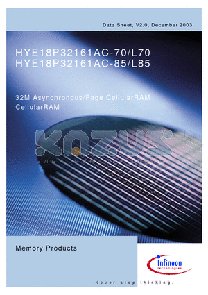 HYE18P32161ACL70 datasheet - 32M Asynchronous/Page CellularRAM