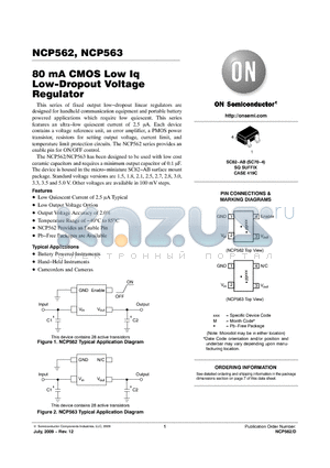 NCP563SQ28T1G datasheet - 80 mA CMOS Low Iq Low-Dropout Voltage Regulator