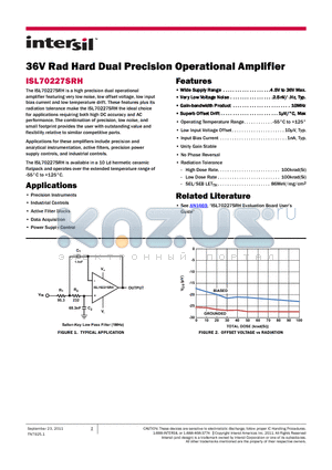 ISL70227SRHMX datasheet - 36V Rad Hard Dual Precision Operational Amplifier
