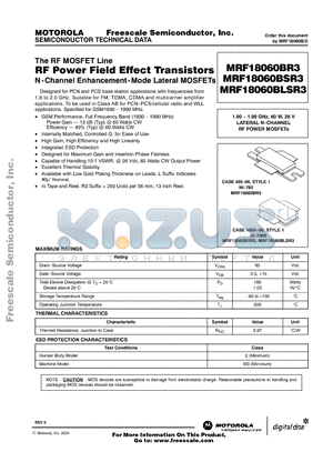 MRF18060B datasheet - RF Power Field Effect Transistors