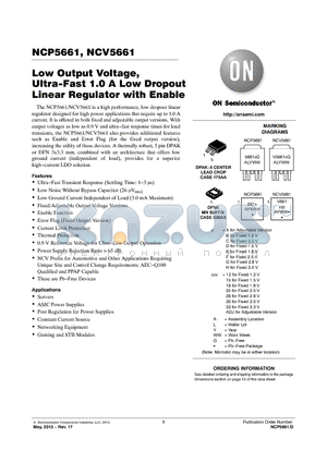 NCP5661MN15T2G datasheet - Low Output Voltage, Ultra-Fast 1.0 A Low Dropout Linear Regulator with Enable