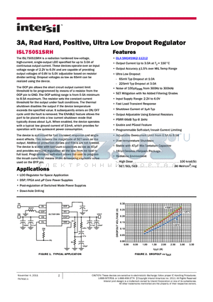 ISL75051SRHX/SAMPLE datasheet - 3A, Rad Hard, Positive, Ultra Low Dropout Regulator