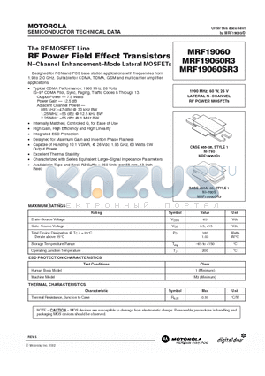 MRF19060 datasheet - RF POWER FIELD EFFECT TRANSISTORS