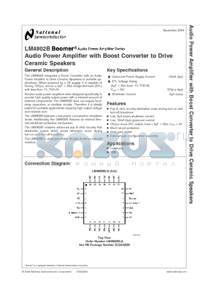 LM4802BLQ datasheet - Audio Power Amplifier with Boost Converter to Drive Ceramic Speakers