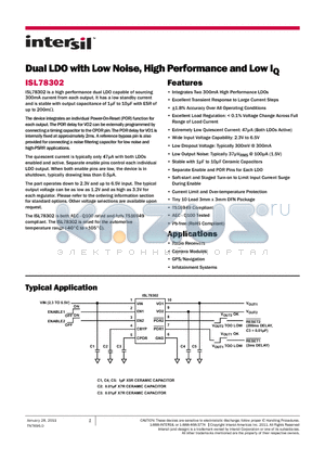 ISL78302ARCWZ datasheet - Dual LDO with Low Noise, High Performance and Low IQ