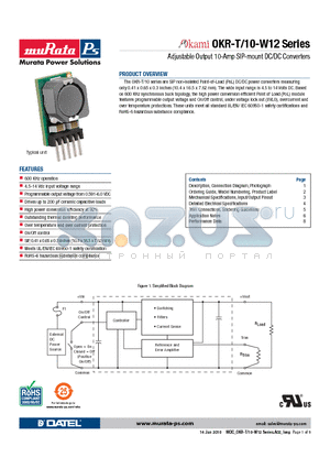 OKR-T/10-W12-C datasheet - Adjustable Output 10-Amp SIP-mount DC/DC Converters