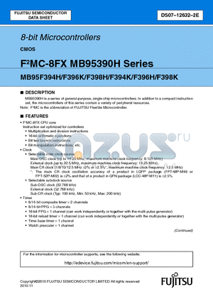 MB95F394KPMC1-G-SNE2 datasheet - 8-bit Microcontrollers