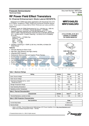 MRF21045 datasheet - RF Power Field Effect Transistors