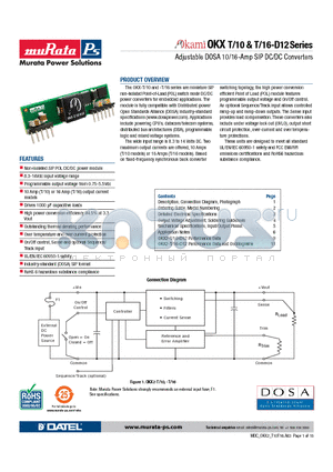 OKX-T/10-D12N-C datasheet - Adjustable DOSA 10/16-Amp SIP DC/DC Converters