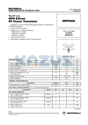 MRF2628 datasheet - RF POWER TRANSISTOR NPN SILICON