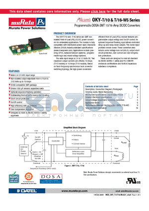 OKY2-T/16-W5P-C datasheet - Programmable DOSA-SMT 10/16-Amp DC/DC Converters