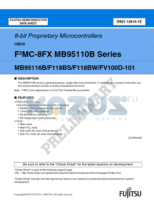 MB95FV100D-101 datasheet - 8-bit Proprietary Microcontrollers