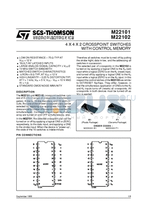 M22101F1 datasheet - WITH CONTROL MEMORY 4 X 4 X 2 CROSSPOINT SWITCHES
