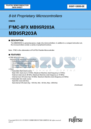 MB95R203AP-G-SH-JNE2 datasheet - 8-bit Proprietary Microcontrollers