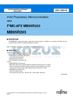 MB95R203 datasheet - 8-bit Proprietary Microcontrollers