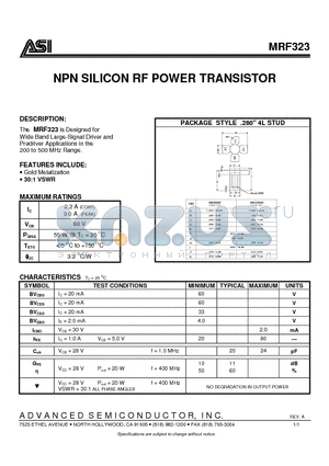 MRF323 datasheet - NPN SILICON RF POWER TRANSISTOR