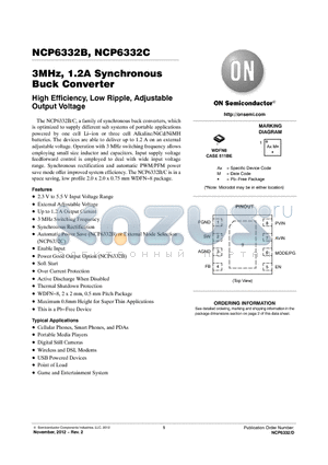 NCP6332_12 datasheet - 3MHz, 1.2A Synchronous Buck Converter