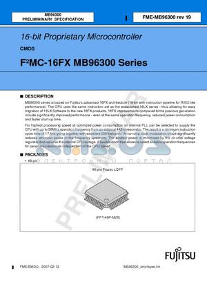 MB96F348CSAPMC-GE2 datasheet - 16-bit Proprietary Microcontroller