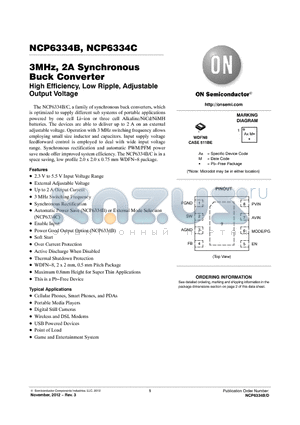 NCP6334B-V3 datasheet - 3MHz, 2A Synchronous Buck Converter