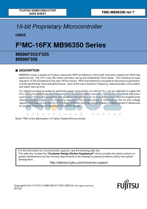 MB96F353ASBPMC-GSE2 datasheet - 16-bit Proprietary Microcontroller