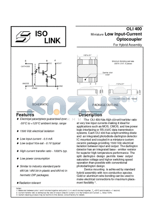 OLI400 datasheet - Miniature Low Input-Current Optocoupler
