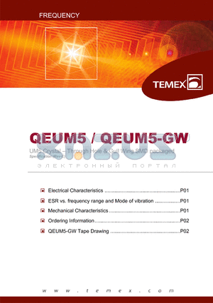 QEUM5110HN5016 datasheet - UM5 Crystal - Through Hole & Gull Wing SMD packaged