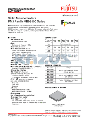 MB9BF105NBGL datasheet - 32-bit Microcontrollers FM3 Family MB9B100 Series