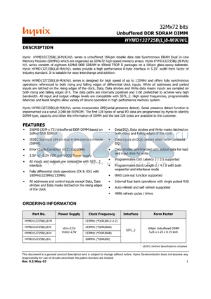 HYMD132725BL8-M datasheet - Unbuffered DDR SDRAM DIMM