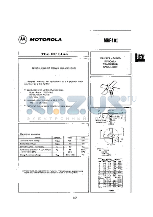 MRF401 datasheet - NPN SILICON RF POWER TRANSISTORS