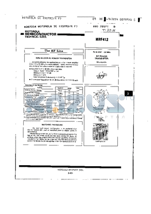 MRF412 datasheet - RF POWER TRANSISTOR