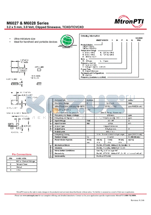 M60271HVSN datasheet - 3.2 x 5 mm, 3.0 Volt, Clipped Sinewave, TCXO/TCVCXO