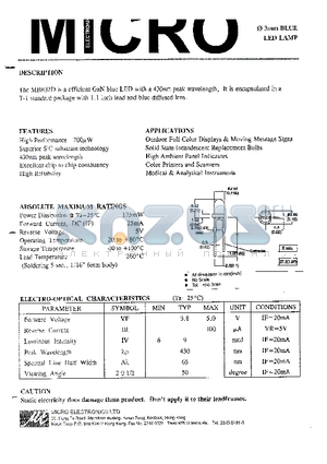 MBB32D datasheet - 3mm BLUE LED LAMP