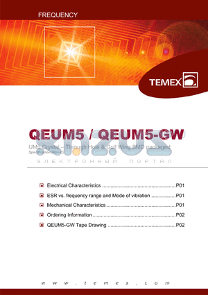 QEUM5130JM3016 datasheet - UM5 Crystal - Through Hole & Gull Wing SMD packaged