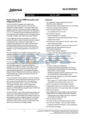 ISL8120IRZ-TEC datasheet - Dual/n-Phase Buck PWM Controller with Integrated Drivers