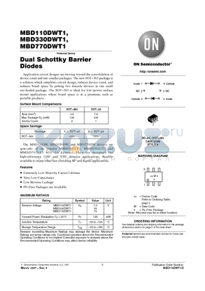 MBD110DWT1 datasheet - Dual Schottky Barrier Diodes