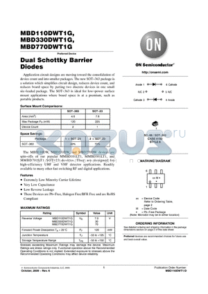 MBD110DWT1G datasheet - Dual Schottky Barrier Diodes