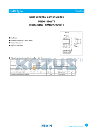 MBD330DWT1 datasheet - Dual Schottky Barrier Diodes