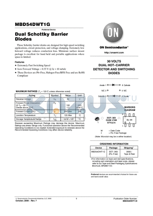MBD54DWT1G datasheet - Dual Schottky Barrier Diodes