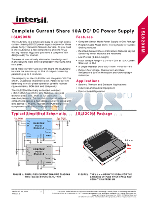 ISL8200M datasheet - Complete Current Share 10A DC/DC Power Supply