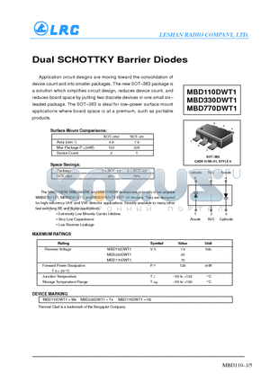 MBD770DWT1 datasheet - Dual SCHOTTKY Barrier Diodes