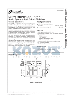 LM4970 datasheet - Audio Synchronized Color LED Driver