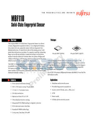 MBF110PFWSTES datasheet - Solid-State Fingerprint Sensor