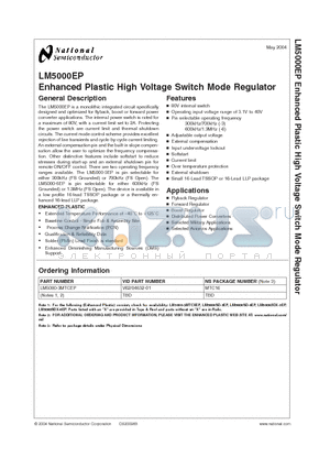 LM5000-3MTCEP datasheet - Enhanced Plastic High Voltage Switch Mode Regulator