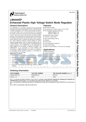 LM5000EP datasheet - Enhanced Plastic High Voltage Switch Mode Regulator